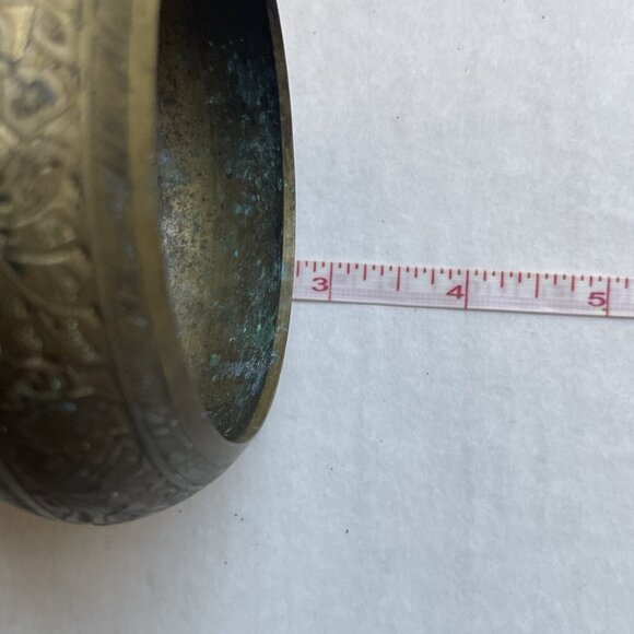 Beautiful Solid Brass Etched Footed Bowl Trinket Holder Planter Home Decor - Picture 6 of 6